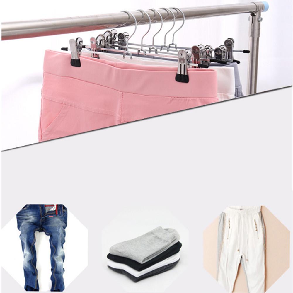 10PCS Metal Windproof Hanger For Clothes Pants Coat Non-Slip Drying Hangers With Adjustable Clips Closets Wardrobe Storage Racks