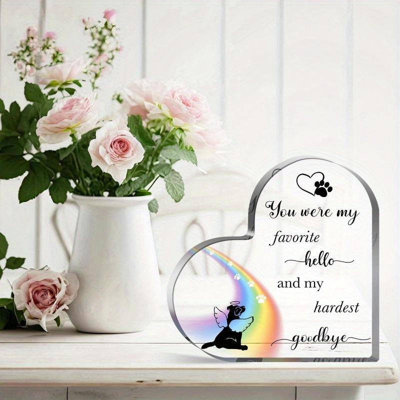 Dog Loss/Bereavement Gifts: Heart-Shaped Acrylic Memorial Sign – Dog Remembrance/Condolence Gift.