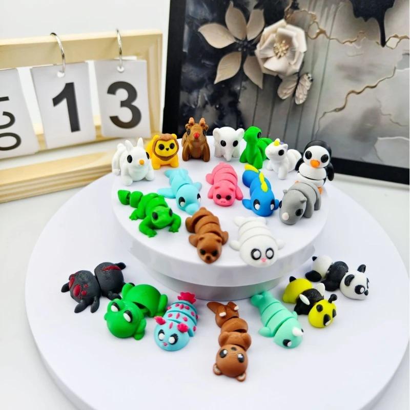 3-50Pcs Random 3D Printing Small Animal Collection Figurines Multi Color Mini Party Ornament Small Gifts for Birthday Wholesale