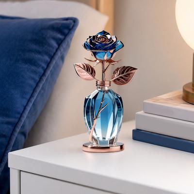 Yousheng Acrylic Rose Ornament, 2D Flat Flower Decoration with Base, Table Centerpiece Rose Ornament, Romantic Desktop Decor for Home Shelf