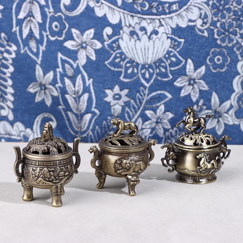 Alloy Lucky Incense Burner Bowl Incense Holder With Handle Yoga Meditation Home Office Decor Ancient Style For Relaxation