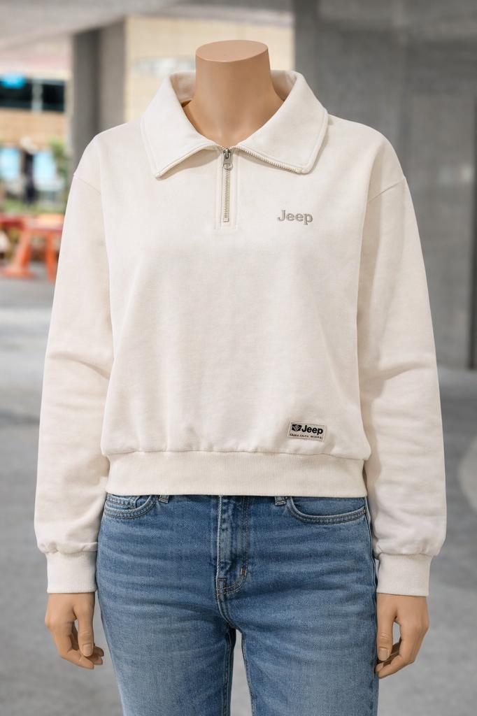 Women's Long Sleeve Half-Zip Crew Neck Sweatshirt Jeep TSF801