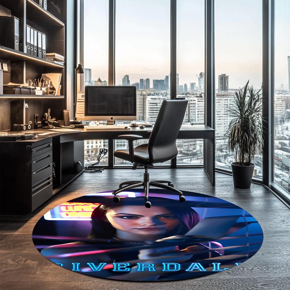 Riverdale Printed Round Rug Carpet Chair Rug Area Rug Entryway Doormats,for Office Chair Living Room Bedroom Kitchen Room.