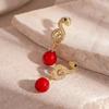 New Year Snake Hanging Bead Earrings Zodiac Chinese Zodiac Earrings Snake Dangle Earrings  Women's