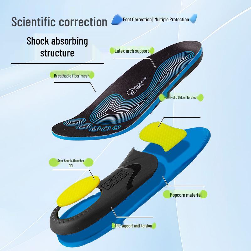 Men's & Women's Arch Support Insoles: Flat Foot Correction, Shock Absorption, & Leg Shape Support for Students & Athletes