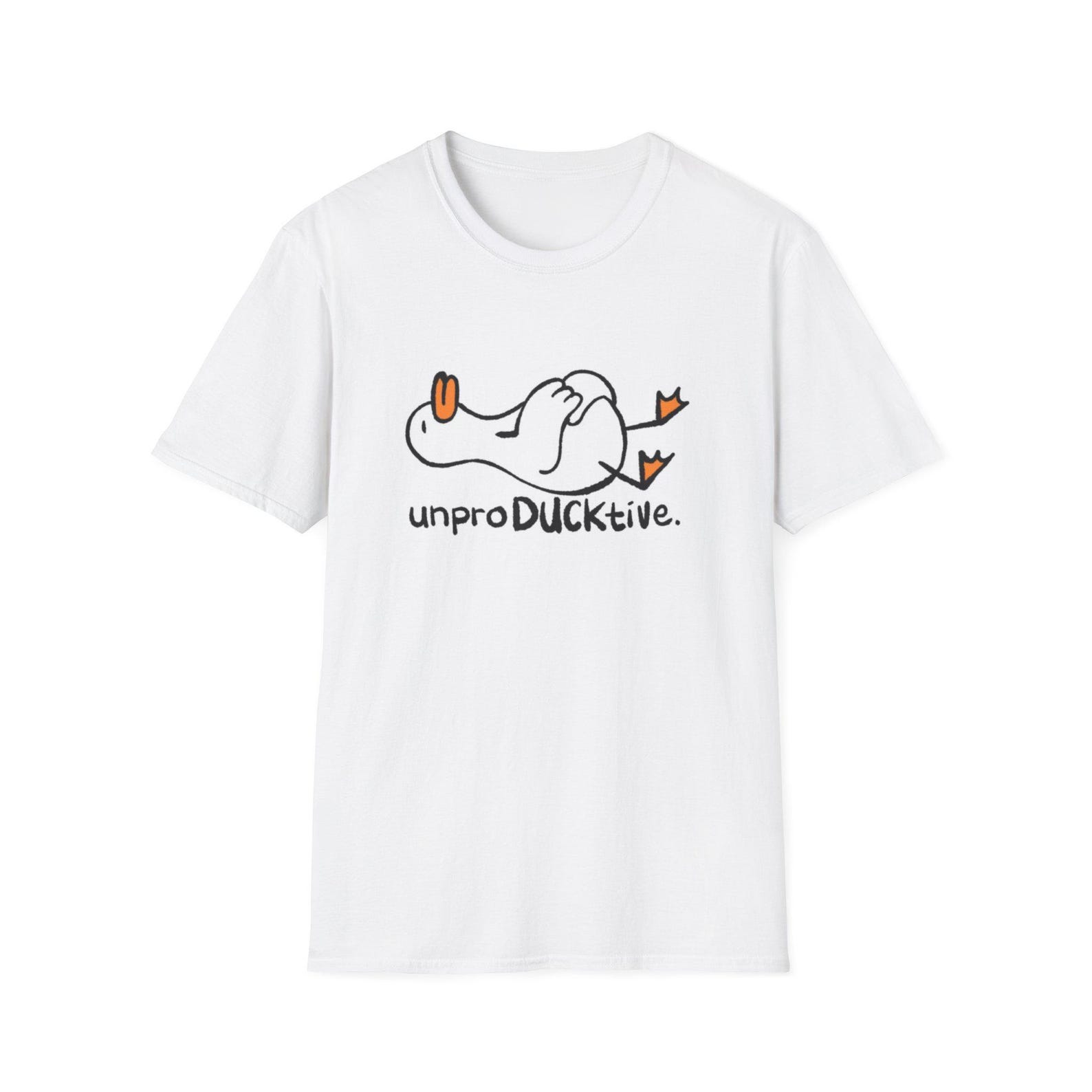 UnproDUCKtive duck illustration T-Shirt | funny lazy duck graphic tee M