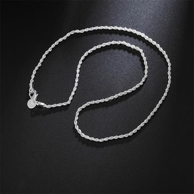 2mm 16-30 cali srebrny naszyjnik ze sznurka piękny stylowy elegancki damski łańcuszek męski śliczny naszyjnik