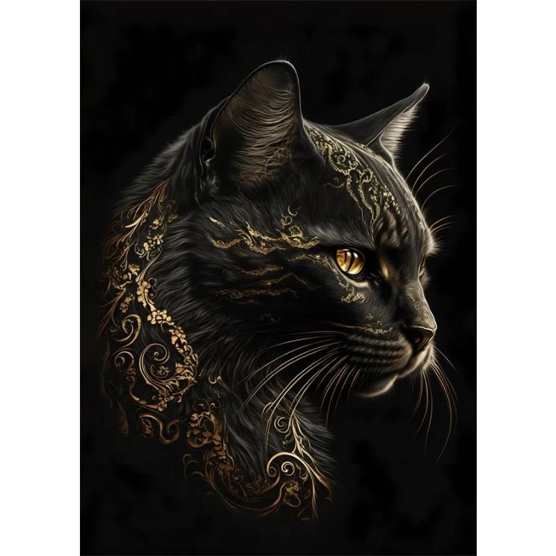 Schwarzes und goldenes Adler-Löwen-Leinwandbild – Nordisches Hirsch-Tiger-Wolf-Schwan-Ästhetik-Poster für Wohnzimmerdekoration, Metallgemälde