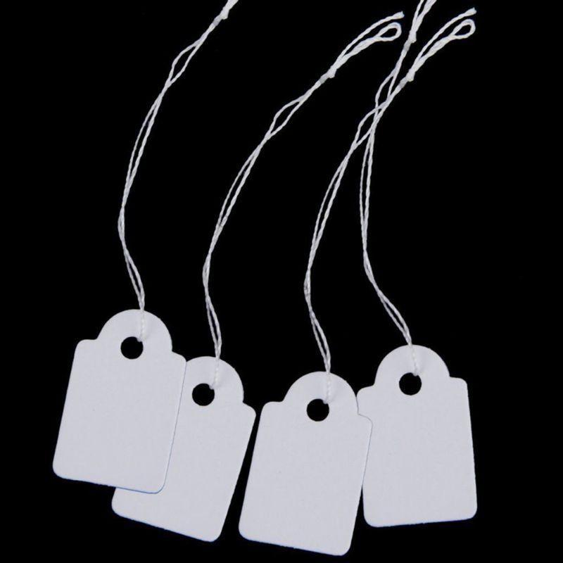 500 Pcs Display Tags with Hanging String Mini Writable Blank Label Display Tags for Jewelry Store Price Marking Ornament AXYD
