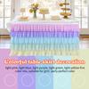 Pleated Table Skirt Birthday Party Table Decor Colorful Tablecloth for Rectangle Table Ruffle Table Cloth Xmas Wedding Decor