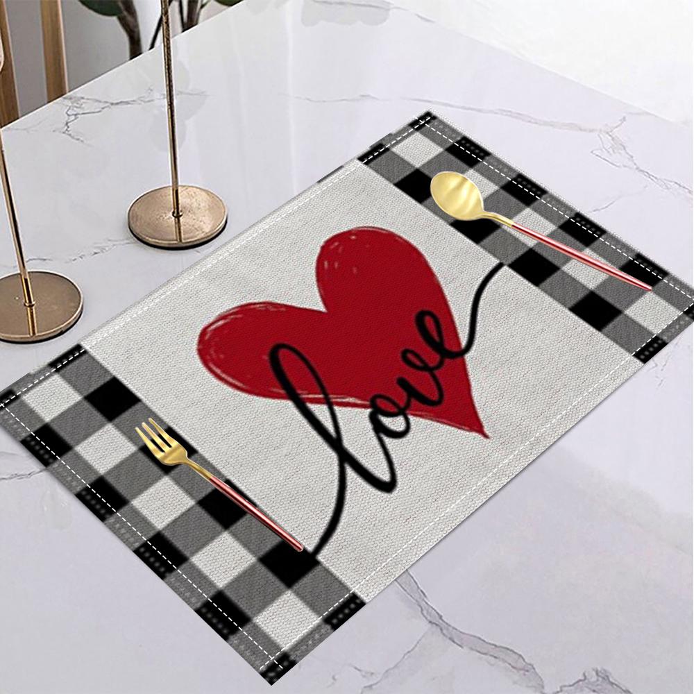 Love Heart Table Mat Heart Pattern Romantic Valentine's Day Placemat for Romantic Date Love Party Valentine's Dinner Home Decor