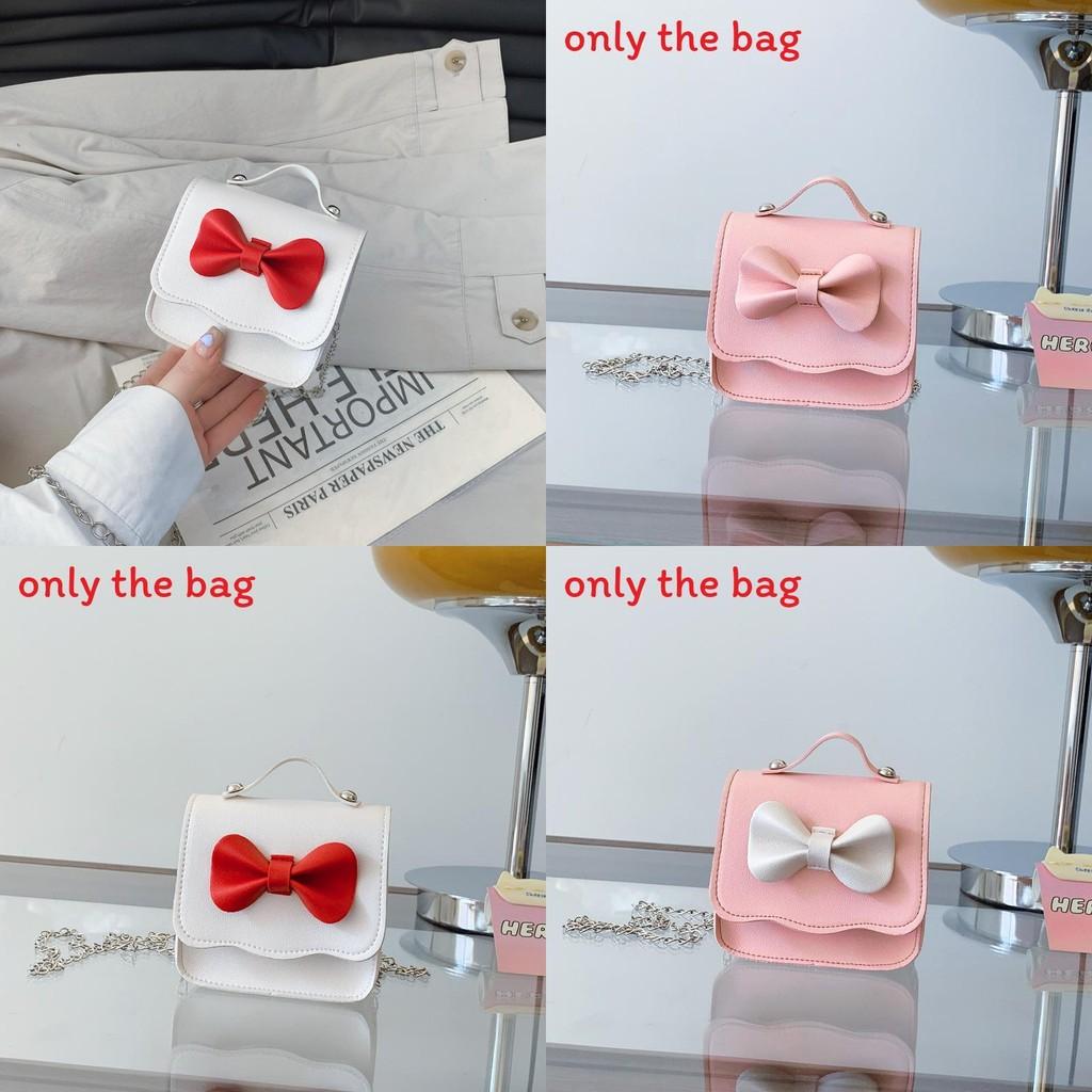 Small Princess Fashion Butterfly Bow Girl Mini Crossbody Bag With Pu Material For Toddler Daily Use