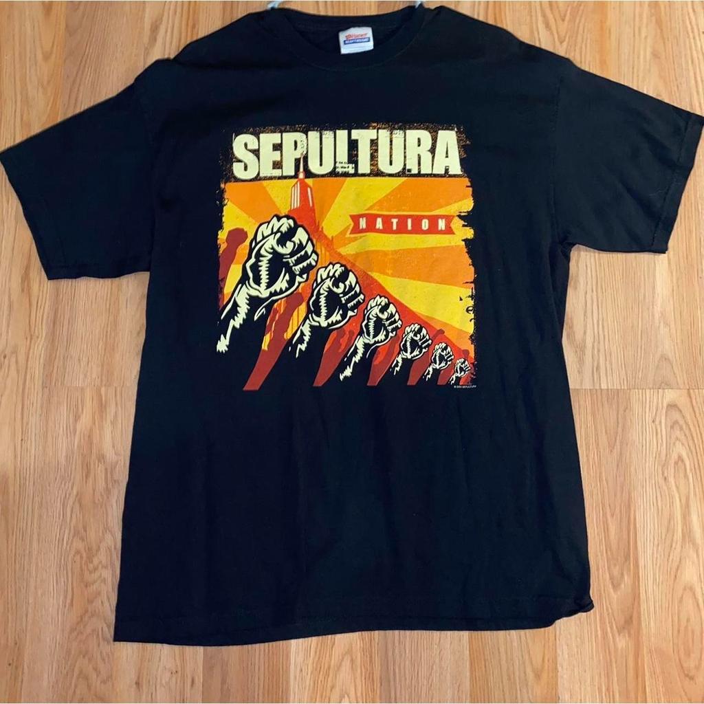 VTG Sepultura Band Nation 2004 Black S to 5XL Classic Shirt SG740
