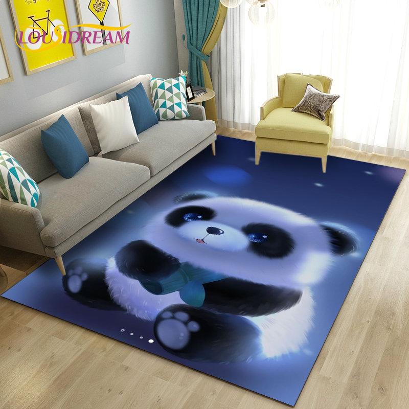Alfombra de área 3D de dibujos animados de panda lindo, alfombra para sala de estar, dormitorio, sofá, felpudo, decoración de cocina, alfombra de suelo antideslizante para niños