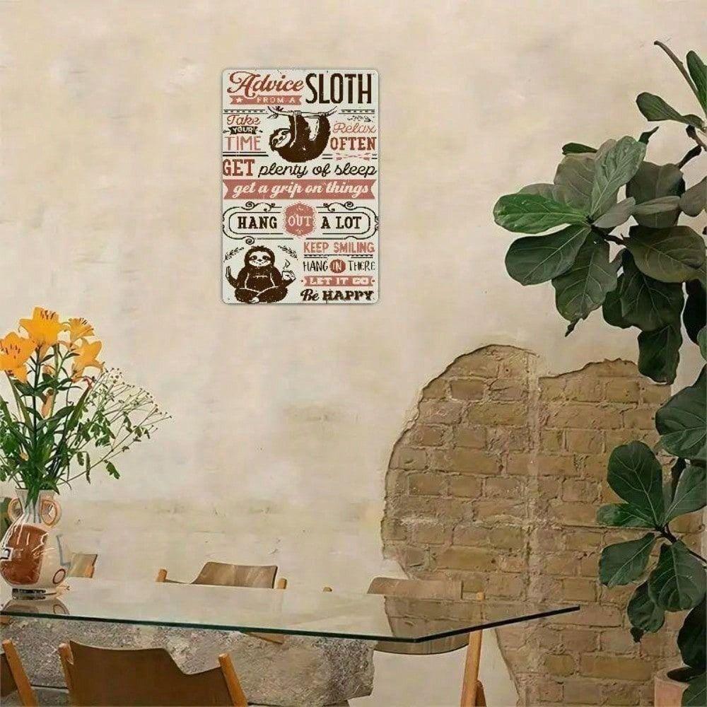 Vintage Sloth Metal Poster 8x12 Inch Wall Art Funny Decor for Kitchen Bar Garage