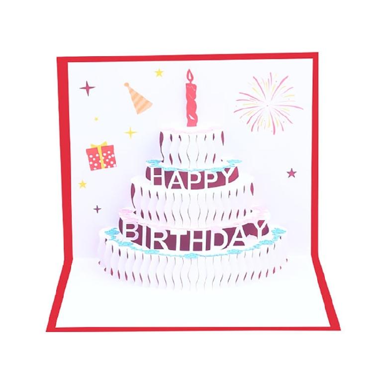Artistic Popup Birthday Card 3D Cake Greeting Card Stylish Party Invitation Card for Birthdays and Festives Gatherings
