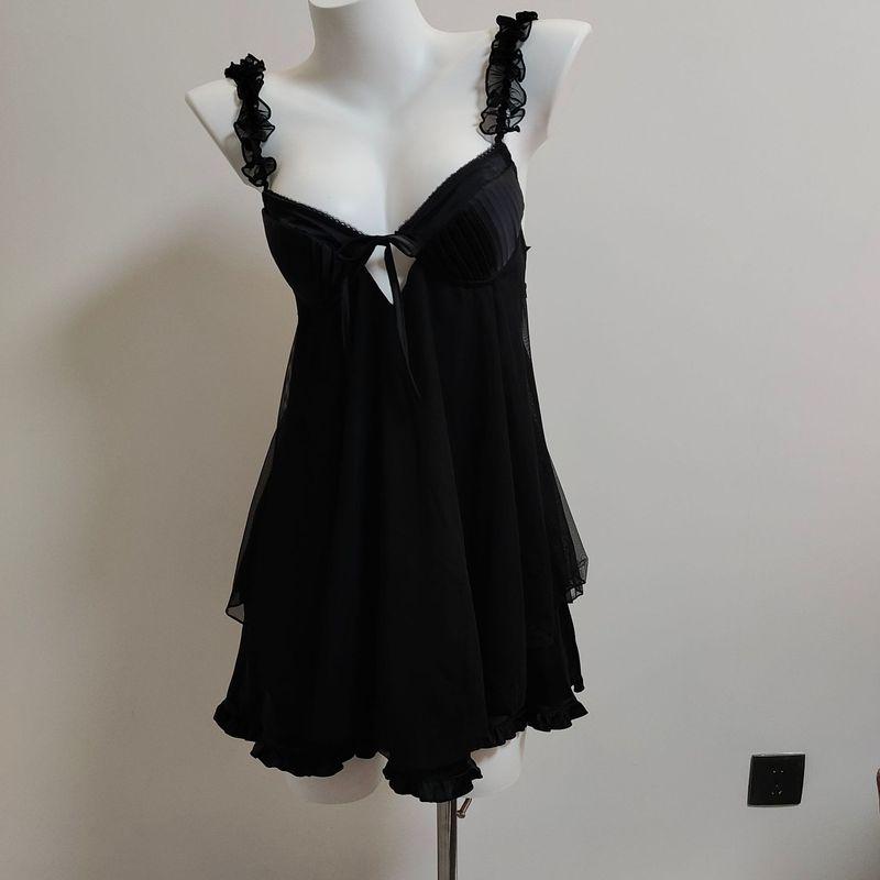 

Purple French Style Pure Desire Sexy Wooden Ear Lace Slip Nightdress Women s Summer Stylish Beauty Back Pajamas Homewear Black 165 (L)