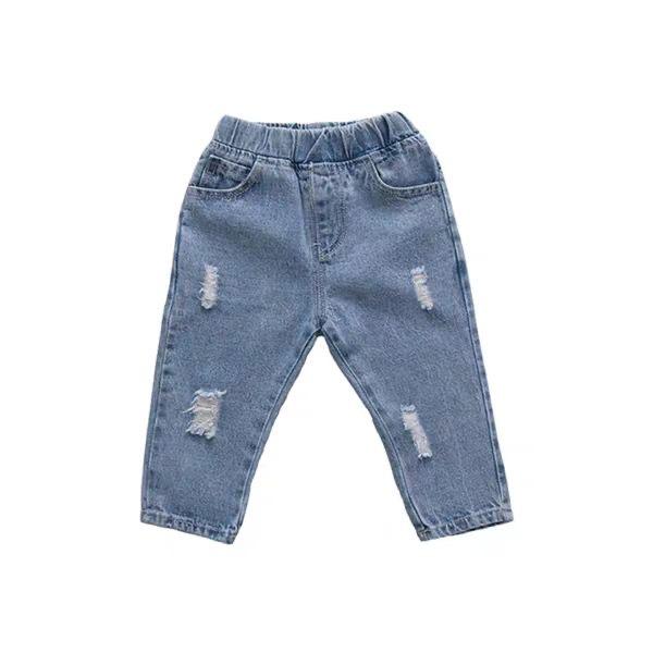 Spring and Autumn 1-8 Years Old Children's Clothing Children's Ripped Jeans Loose Trousers Baby Western Style Daddy Pants