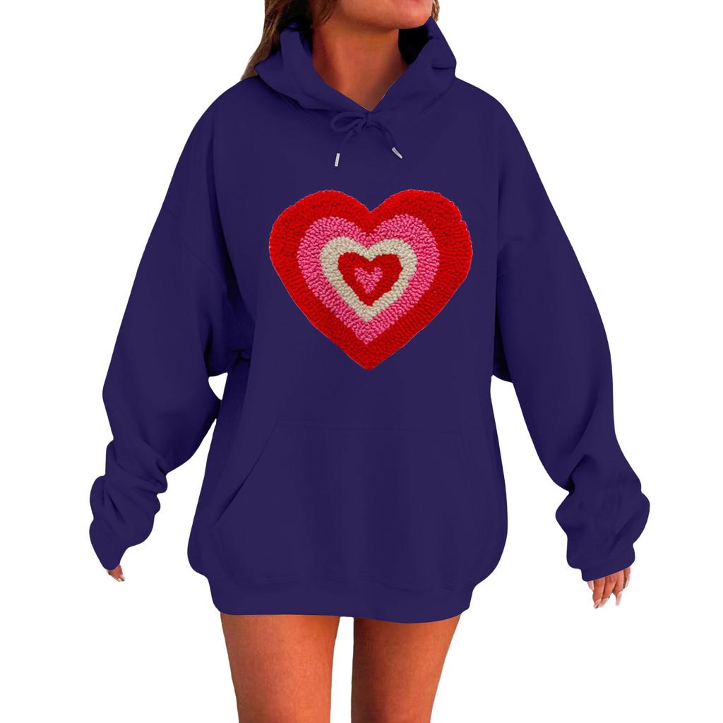 Damen Locker Bequem Lässig Modisch Liebe Aufdruck Langarm Sweatshirt