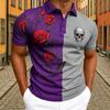 Men's Skull Rose Floral Print Polo Shirt Men's Outdoor Street Short Sleeve Tees Top Summer Home Casual T-shirt Men's and Women's Polo Shirt