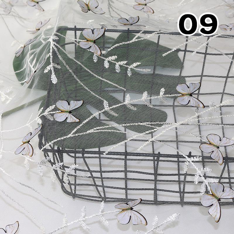 

Кружево с вышивкой бабочками, сетчатая ткань из тюля для свадебного платья, прозрачный материал для свадебного платья, ручная работа, шитье своими руками, мягкая ткань из тюля 50X150cm