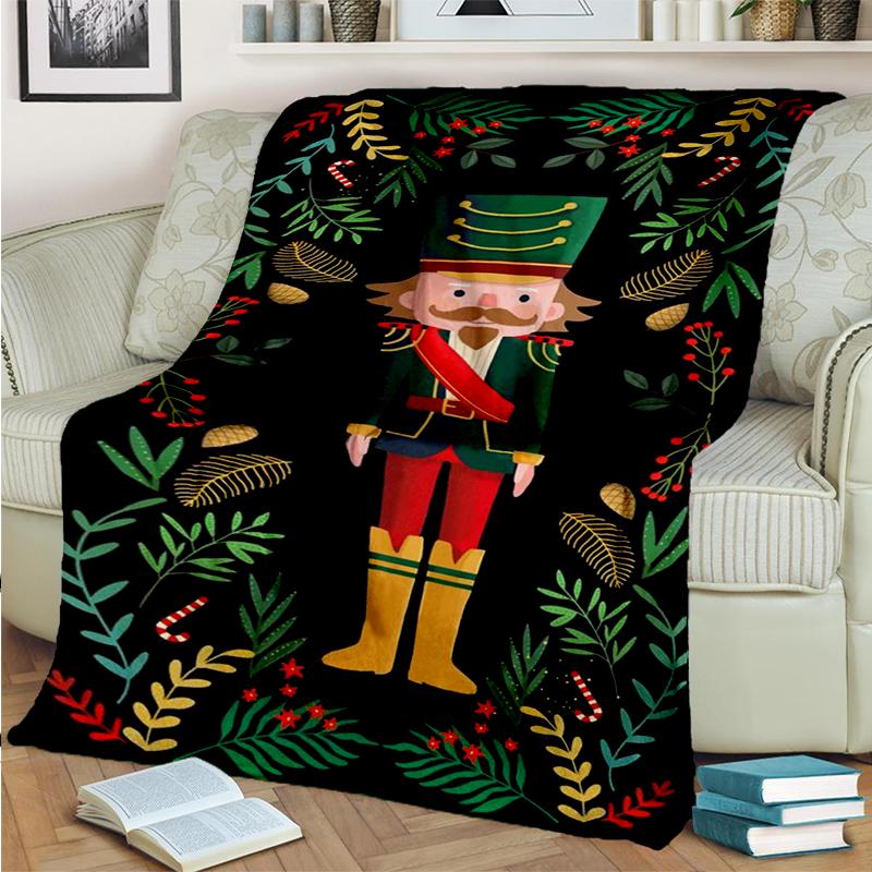 The Nutcracker Merry Christmas Cartoon Doll Festival Gift Blanket,Soft Throw Blanket for Home Bedroom Bed Sofa Picnic Cover Kids