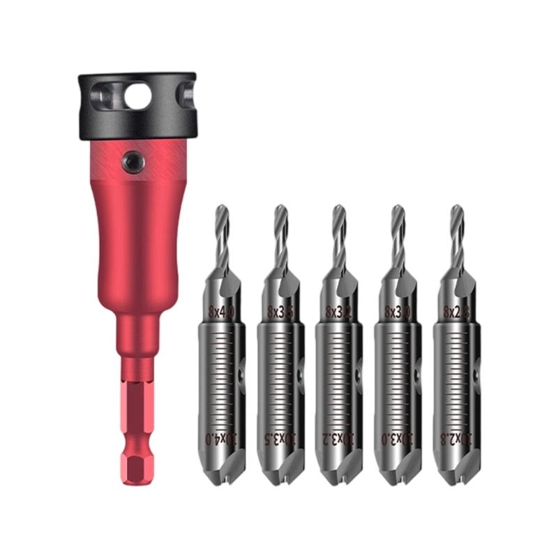 Multifunction Countersink Drill Bit Set with Adjustable Depth Stop Converts To 45 Degree Chamfer for Various Materials