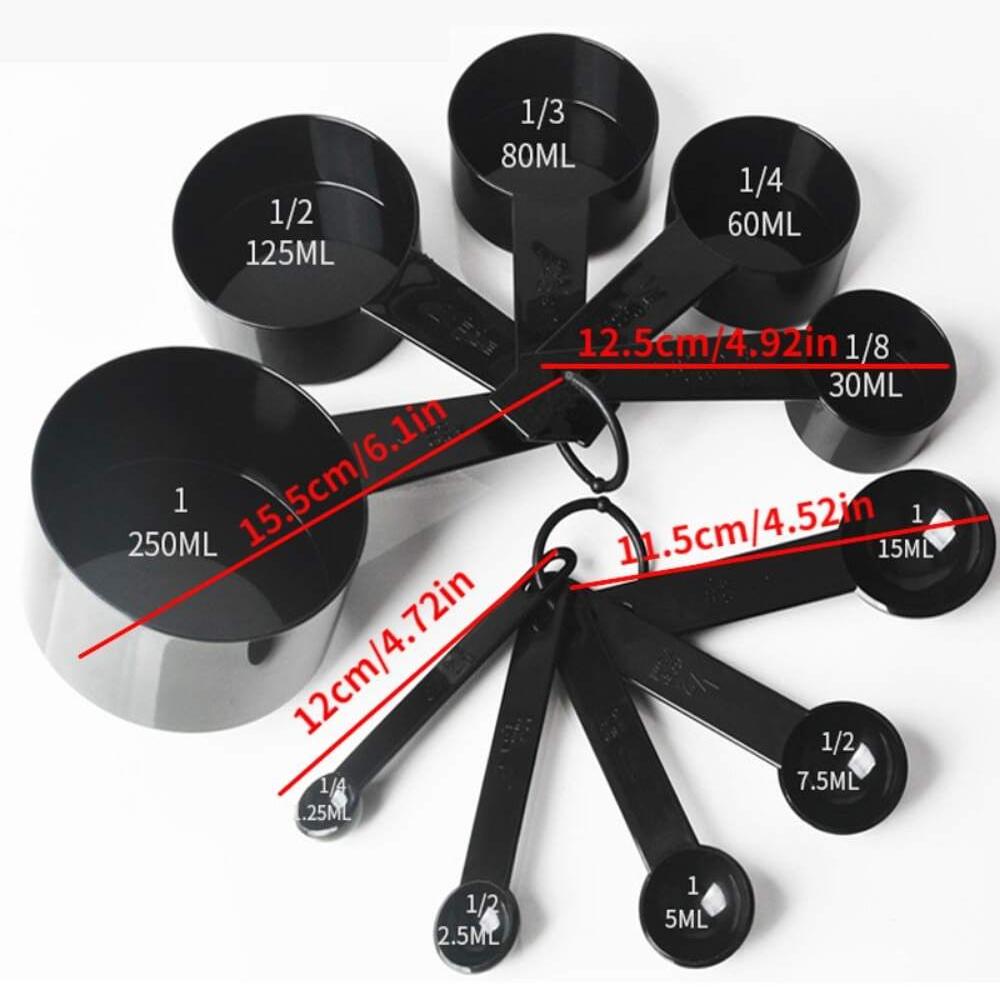

8Pcs Measuring Cups Spoons Stackable Stainless Steel Tablespoon for Measuring Dry Liquid Ingredients Teaspoon with Plastic Head