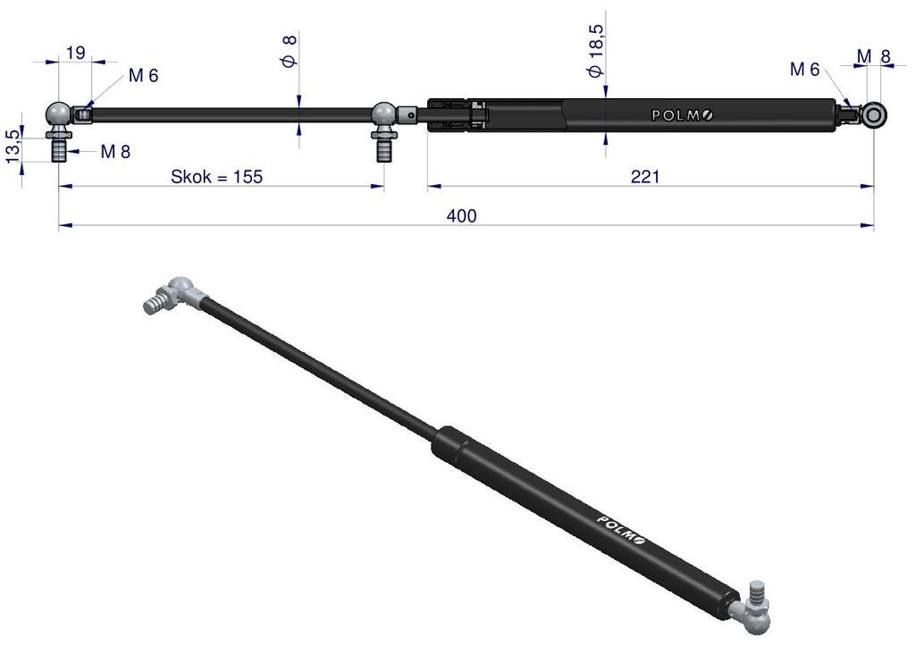 Siłownik Szyby Tylnej L Max. 400Mm 83952213P Ford Polmo