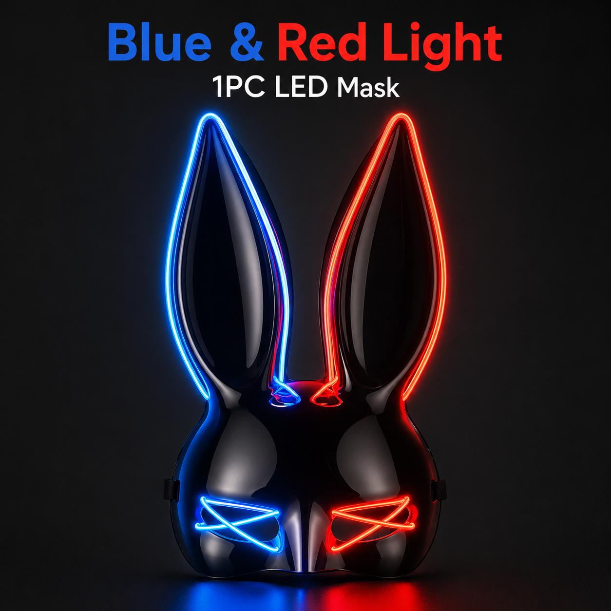 Oplichtend Konijnenoren Masker, LED Konijnenmasker voor Feest Dans Festival Halloween Kostuum Accessoires