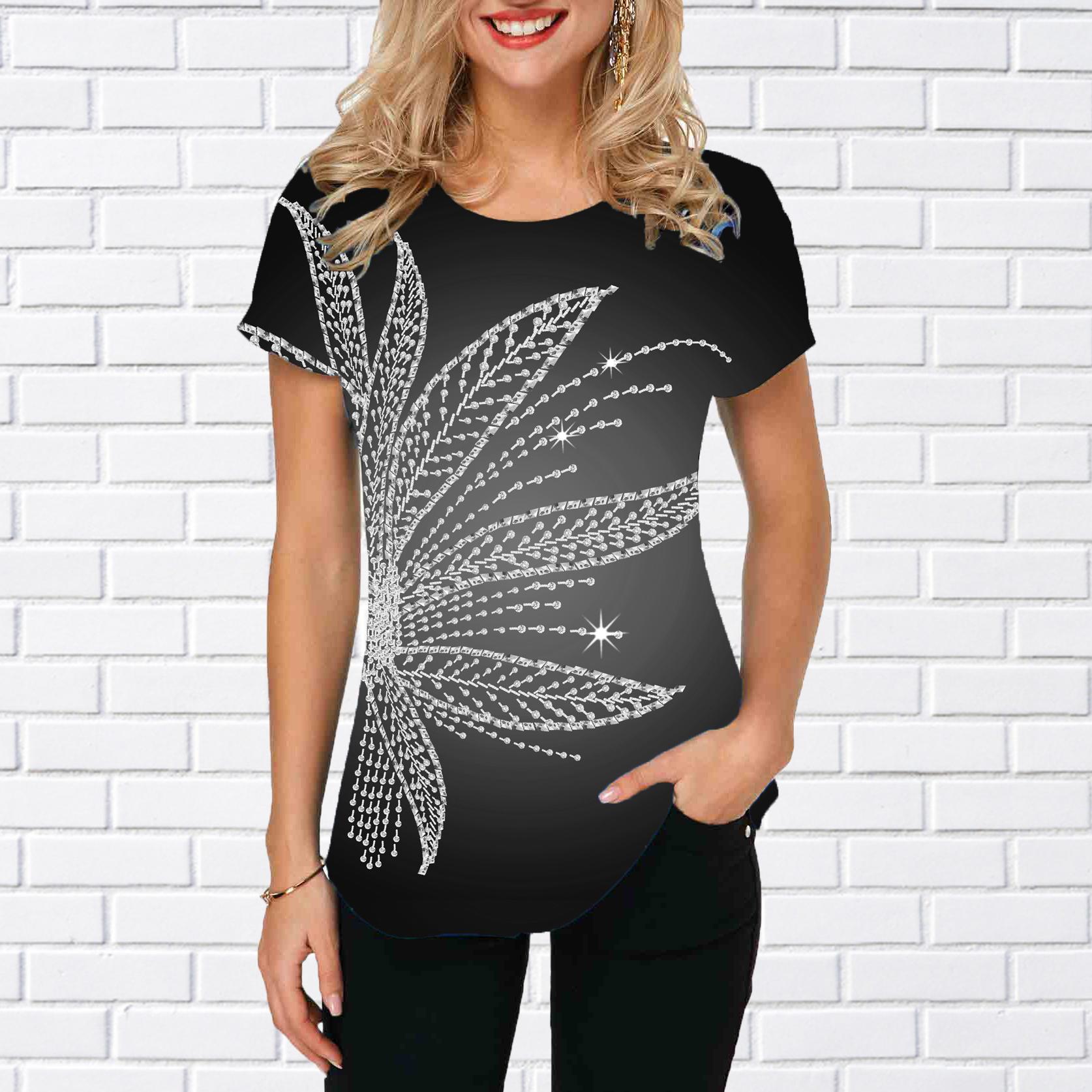 

Женская летняя футболка трендовый принт ретро мода футболки с коротким рукавом повседневные с принтом топы 8XL серый