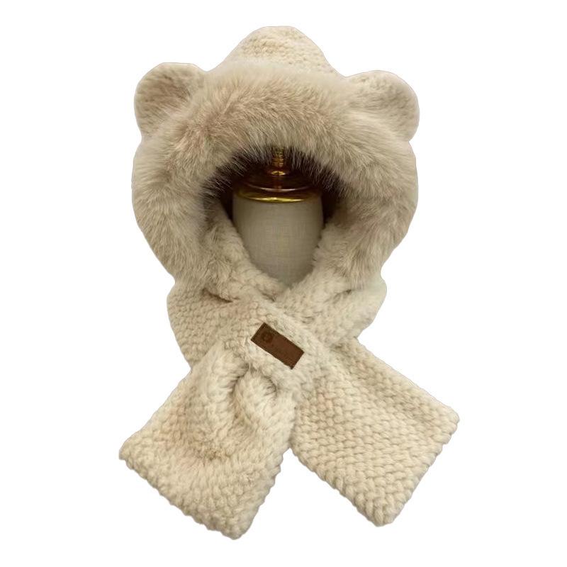 Ear Scarf Two Piece Set Winter Women's Scarf All In One Velvet Hat Cycling Ear Ear Protection Hat Thickened Warm Ear Protection