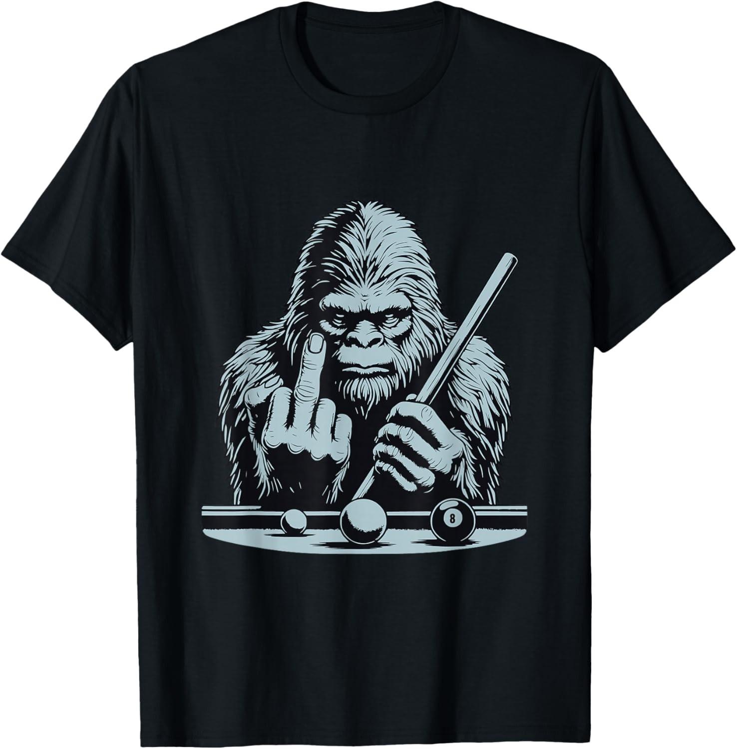 Funny Retro Bigfoot Sasquatch Billiards Bassquatch Pool Gift Unisex T-Shirt S разноцветный
