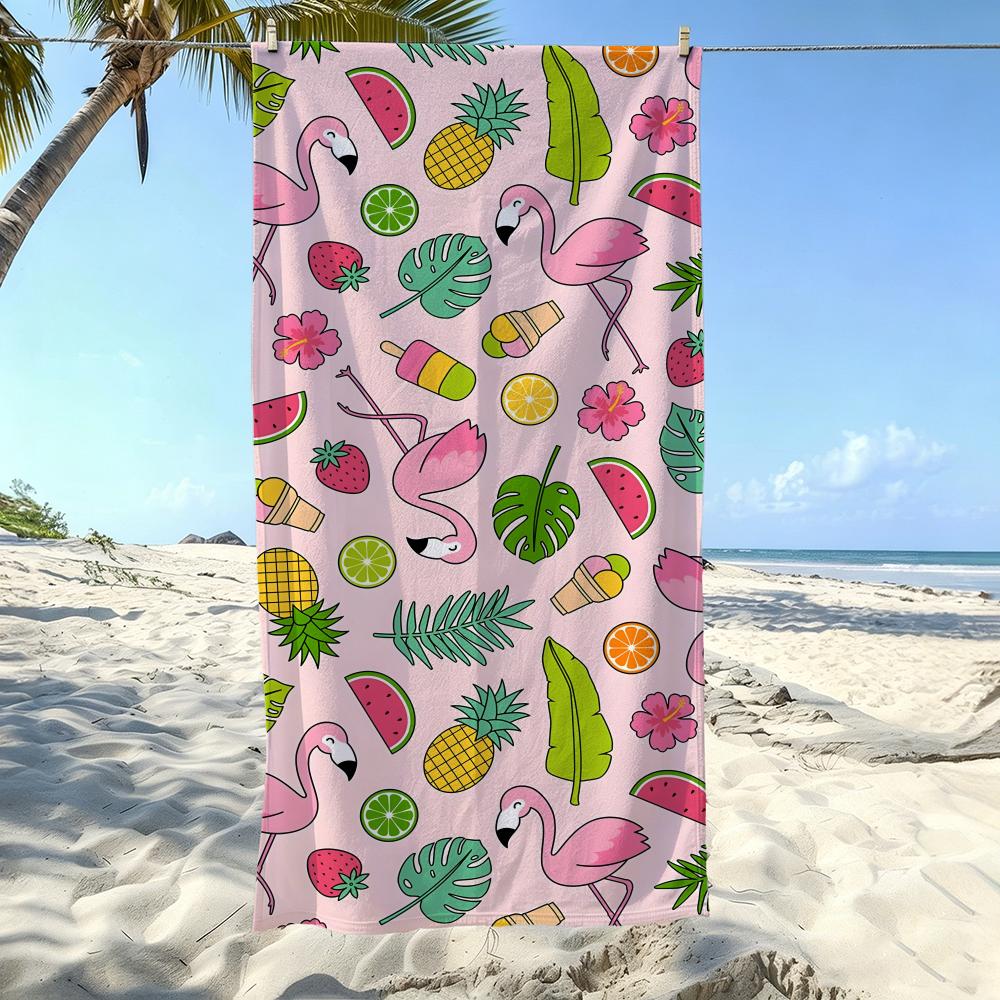 Bird F-Flamingos Towel Kids Microfiber Quick Dry Sandproof Towel, Boys Girls Summer Pool Beach Swim Towel