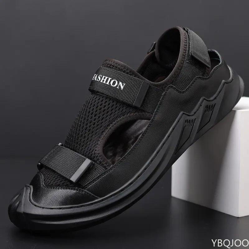 Mode Sandaler Herr Stor Storlek Mjuk Sula 2024 Sommar Nya Tofflor Baotou Andningsbara Strandskor Utomhusskor Chaussure Homme