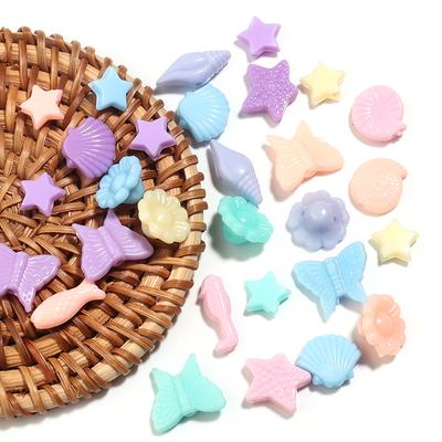 100 pièces Perles Acryliques Couleur Bonbon Couleur Mixte Animaux Marins Papillon Fleur Étoile Perles Pour la Fabrication de Bijoux DIY Collier Bracelets