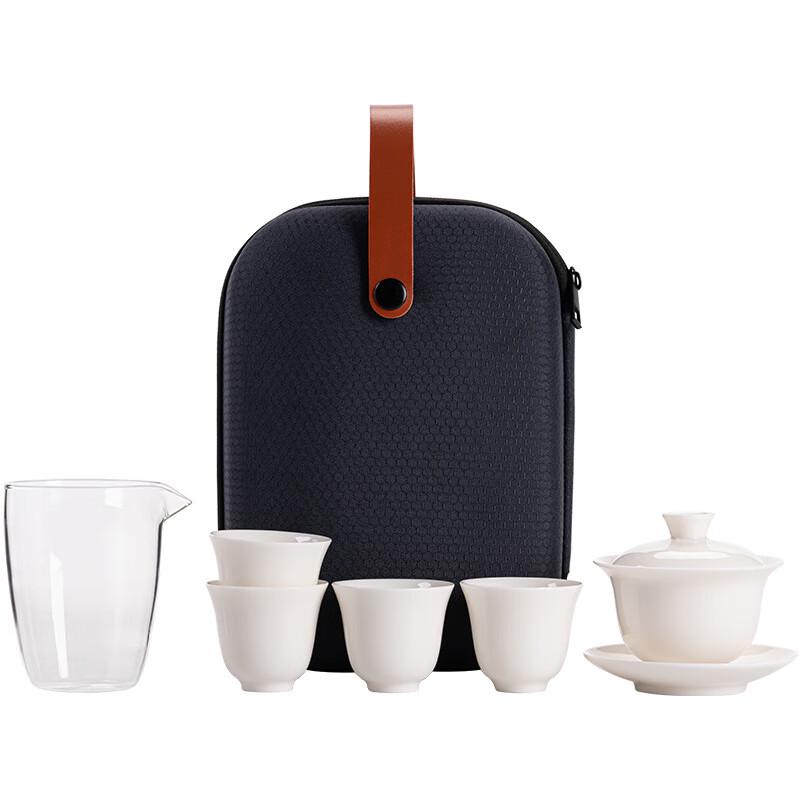 Portable White Porcelain Gongfu Travel Tea Set