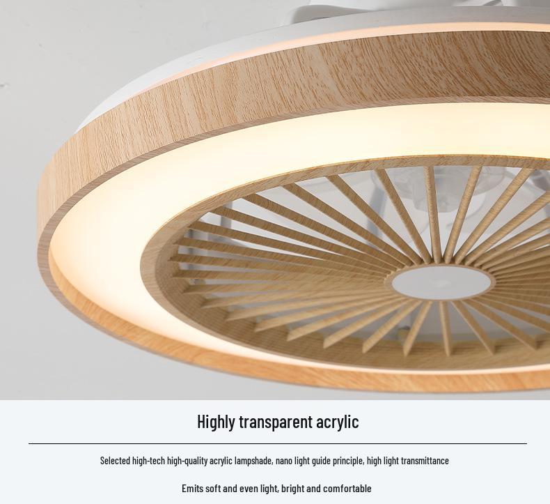 Japanese-Style Flush Mount Fan Light with Wood Grain, Chandelier for Living Room, Bedroom, Restaurant, 110V