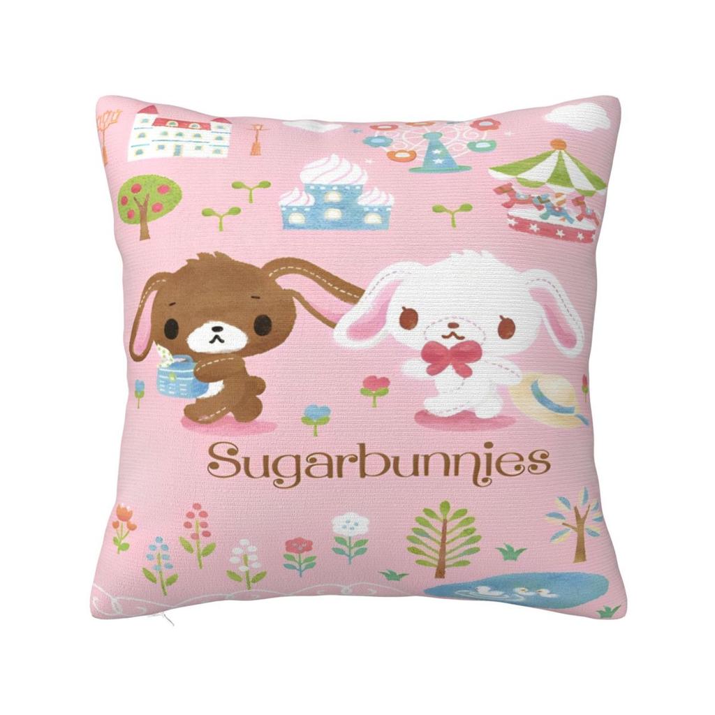 Cute Sugarbunnies Square Pillow Cases Sugar Rabbit Cushion Covers Awesome Decor Pillowcover for Car 45*45cm
