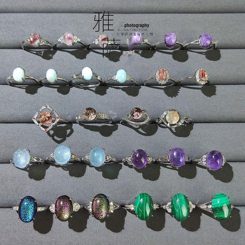 

Adjustable Purple Dragon Stone Crystal Gem Ring Rutilated Quartz