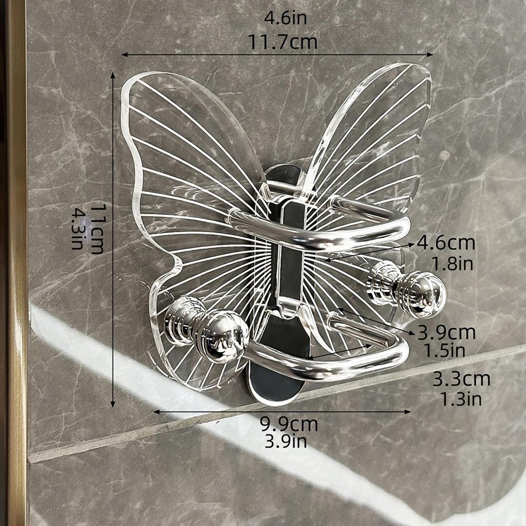 Clear Sturdy Acrylic Butterfly Wall Hook Stylish Hairbrush Organizers for Home Decoration and Storage Solution