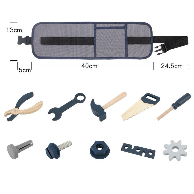 Kids Pretend Play Toy Tool Role Playing Educational Toys 3-6 Year Old Boys Wooden Simulation Children's Repairman Waist Bag Set