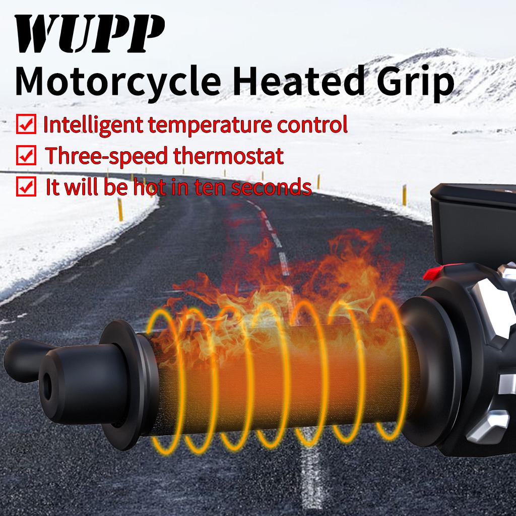 12V Motorcycle Heating Handle Cover Electric Heating Handlebars Warmer Intelligent Winter Heated Handlebar 3 Adjustable Temperature