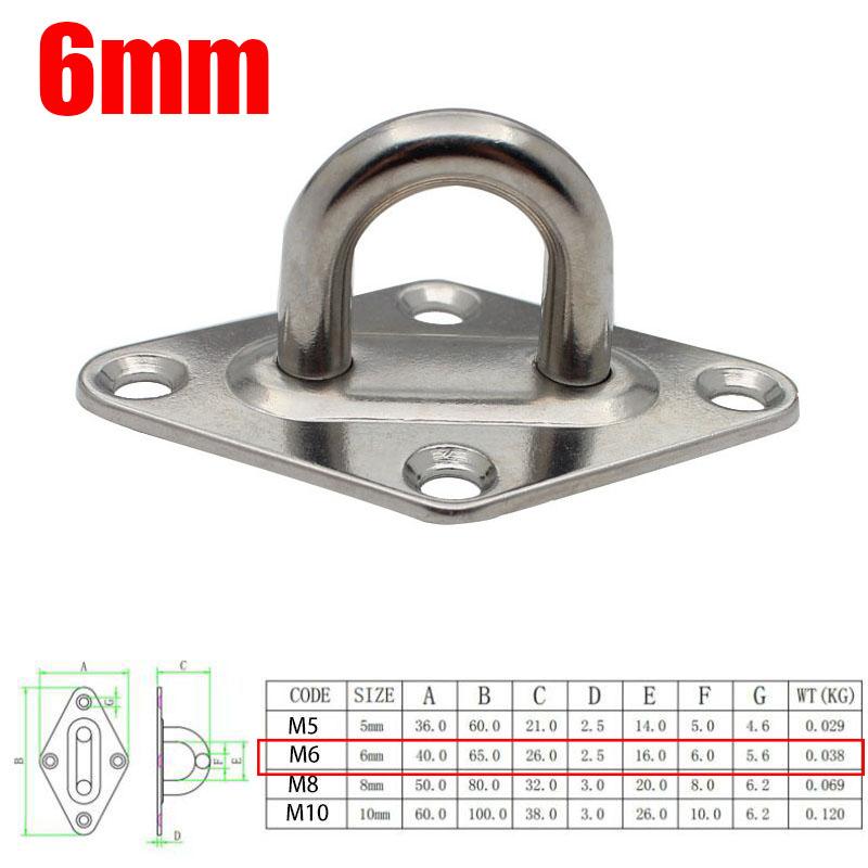 M5 M6 M8 Pad Eye 316 Stainless Steel Plate Hook Fixed Deck Door Buckle Heavy Duty Ceiling Mount Hanger for Yachts Boats Oval