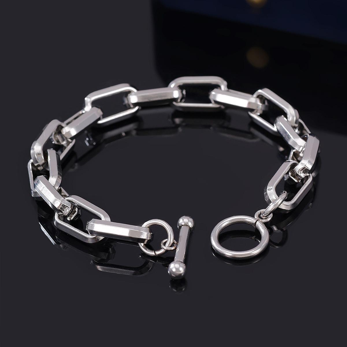 

Unisex Stainless Steel Punk Hip Hop OT Buckle Cuban Bracelet