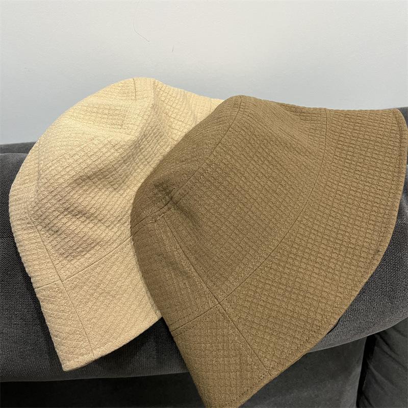 Einfacher Bubble Knautsch Eimerhut Damen Frühling und Herbst einfarbig vielseitiger Fischerhut Kinder Reise Eimerhut