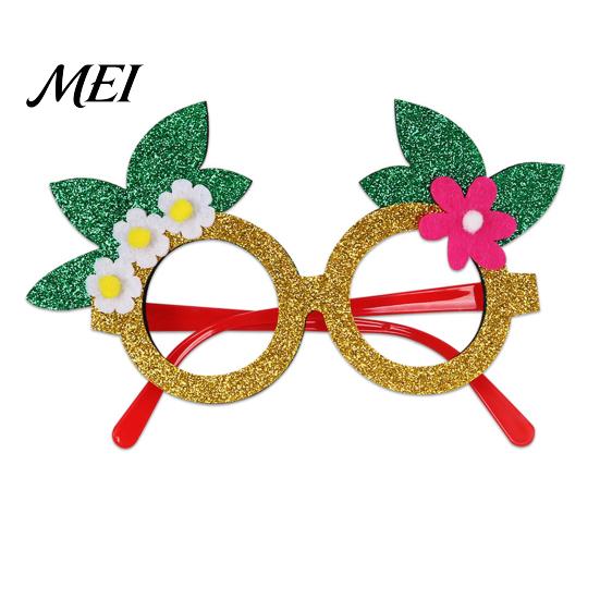 Fun Summer Vacation Eyeglasses Hawaiian Tropical Party Glasses, Glitter Felt Beach Pool Eyeglasses, Creative Event Props Ocean Luau Style Eyewear for