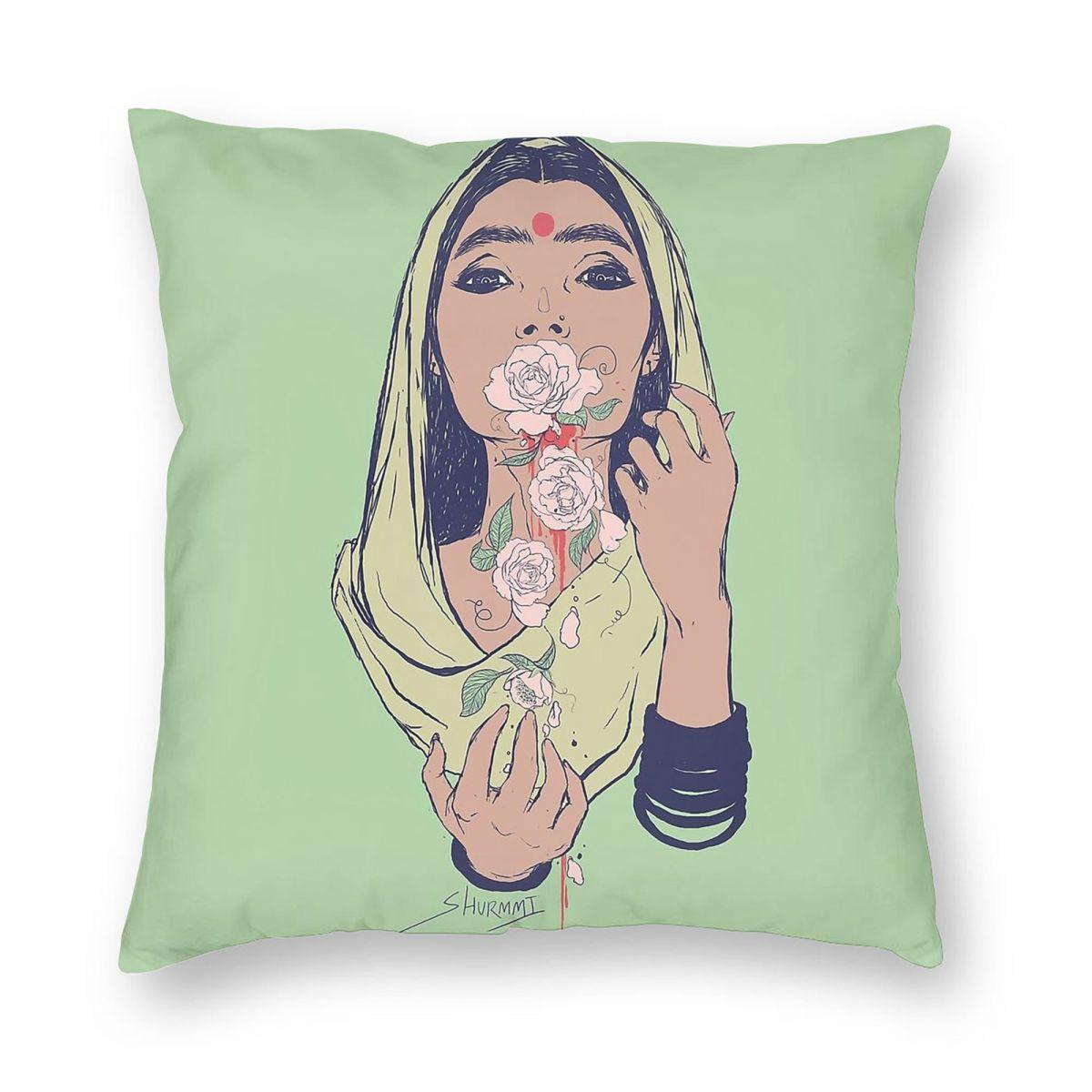 International Mother Language Day Square Pillowcase Polyester Linen Velvet Creative Decorative Pillow Case Sofa Seater Cover Peach skin 18*18(CM)-1Pcs