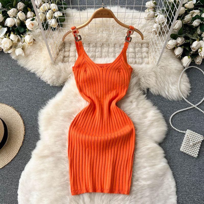 

Knitting Summer Silm Inner Wear Base Sling Dress Orange All yards