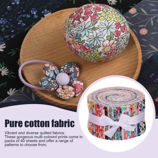 Prošívaná látka Patchwork Předřezané bavlněné proužky Květinové vzory Role látek pro kutily, tvoření, šicí potřeby